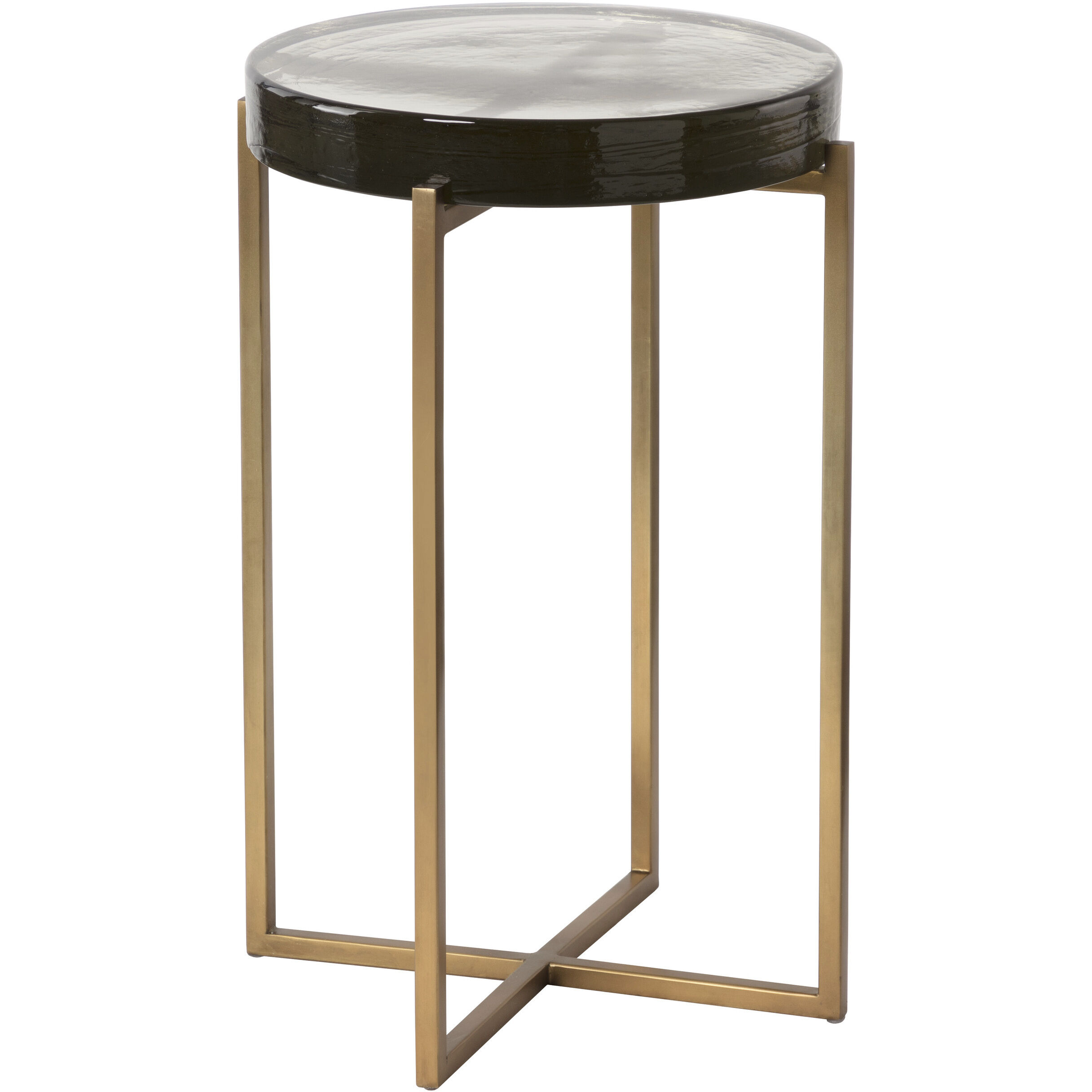 Sheena 22 X 15 inch Clear / Antique Brass End Table